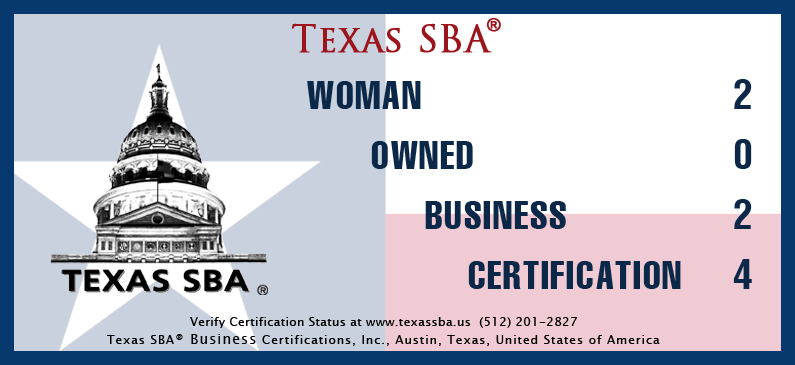 E.J. Ward Texas SBA Woman owned business certification.